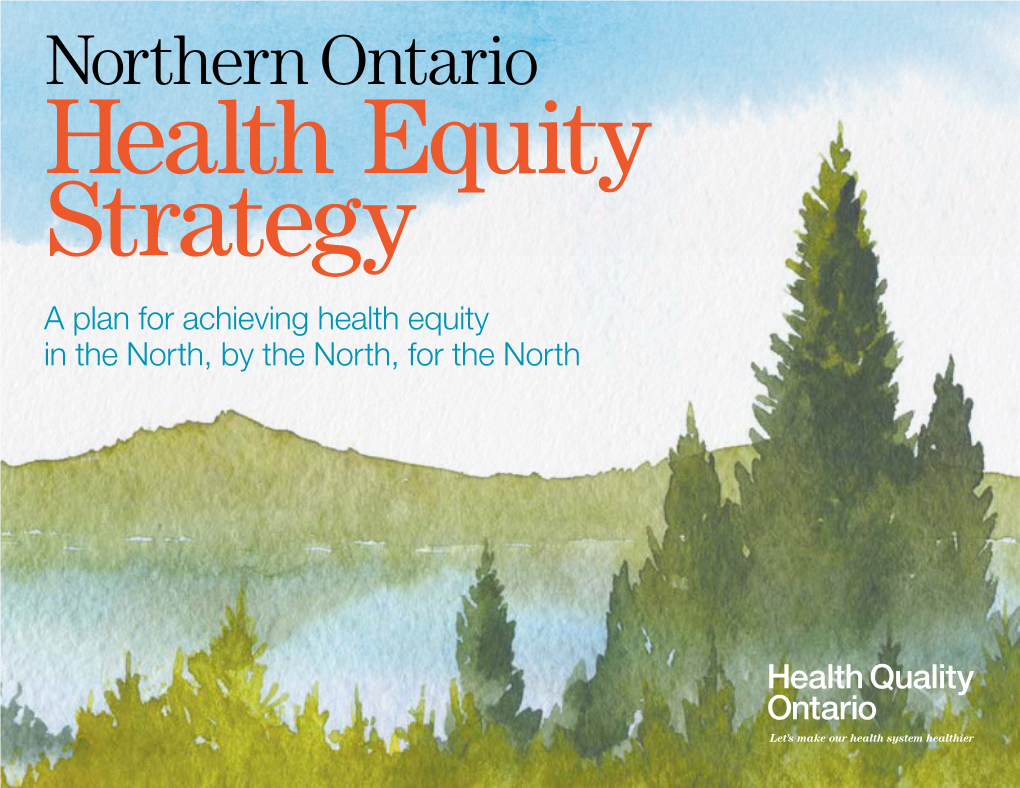 Northern Ontario Health Equity Strategy a Plan for Achieving Health Equity in the North, by the North, for the North