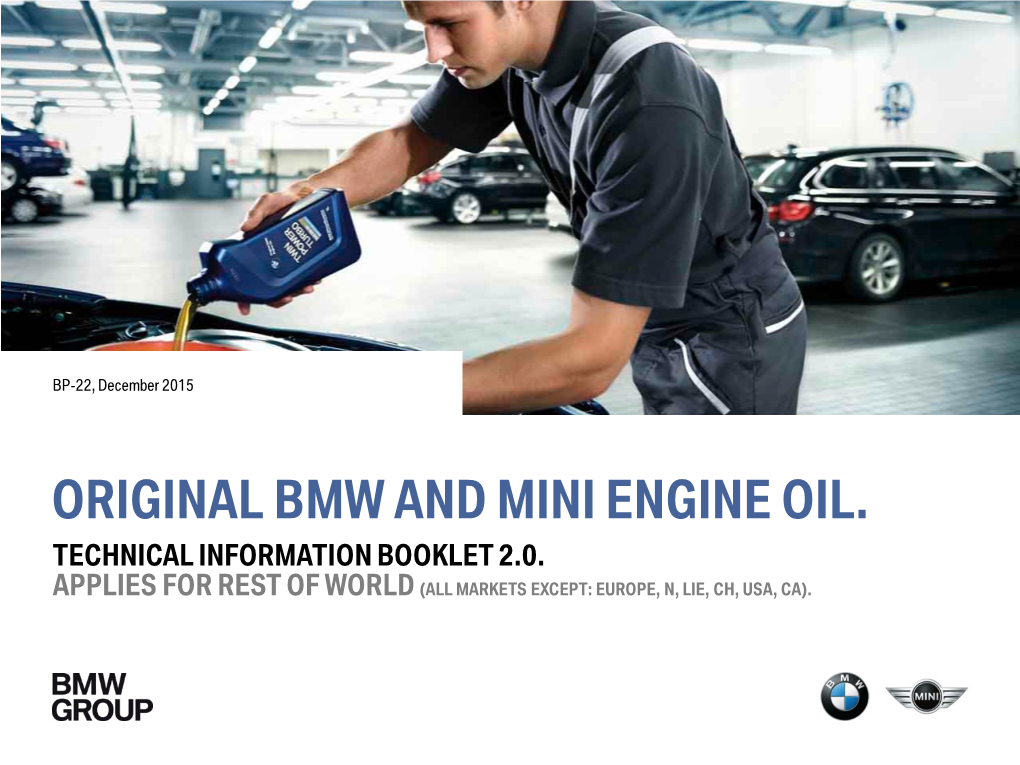 Original Bmw and Mini Engine Oil. Technical Information Booklet 2.0