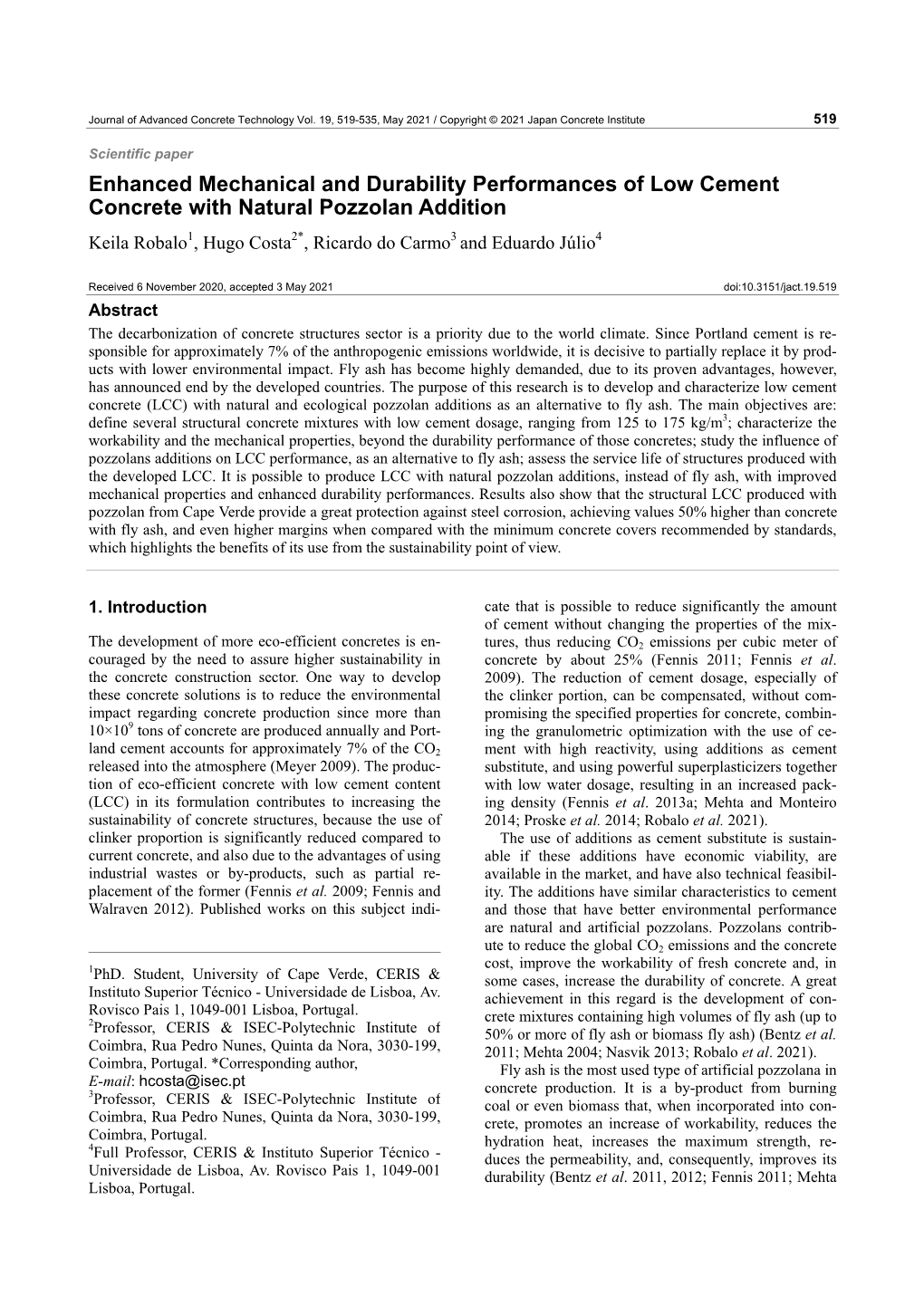 Enhanced Mechanical and Durability Performances of Low Cement Concrete with Natural Pozzolan Addition