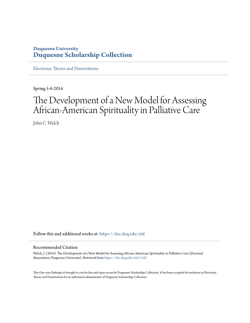 The Development of a New Model for Assessing African-American