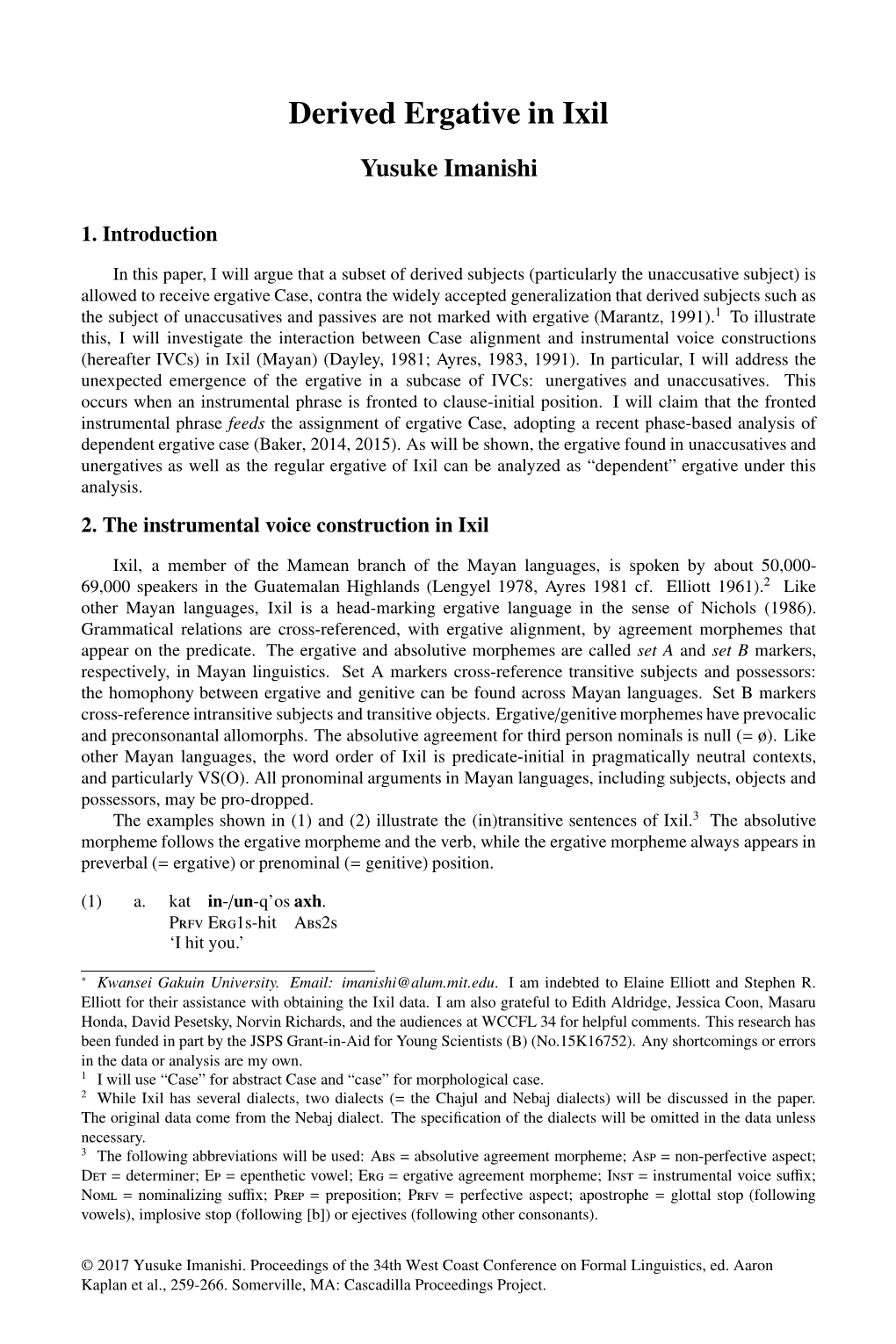 Derived Ergative in Ixil