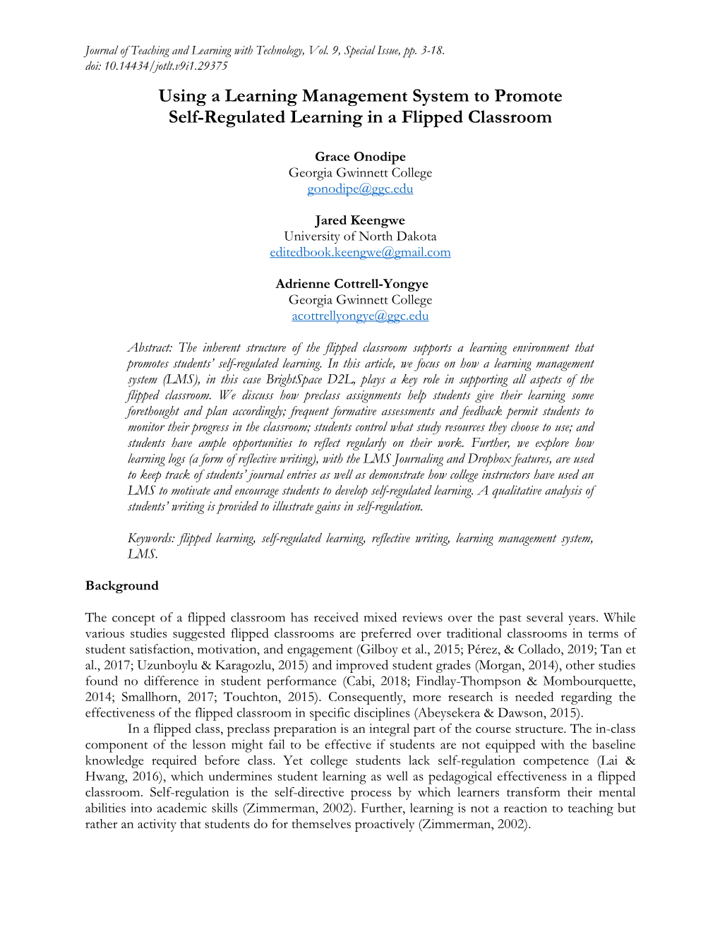 Using a Learning Management System to Promote Self-Regulated Learning in a Flipped Classroom