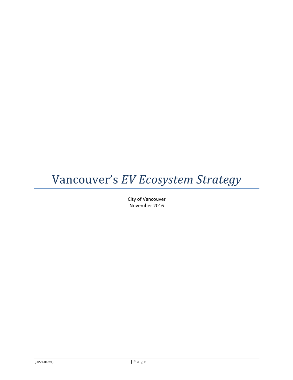 Electric Vehicles (Evs) Ecosystem Strategy