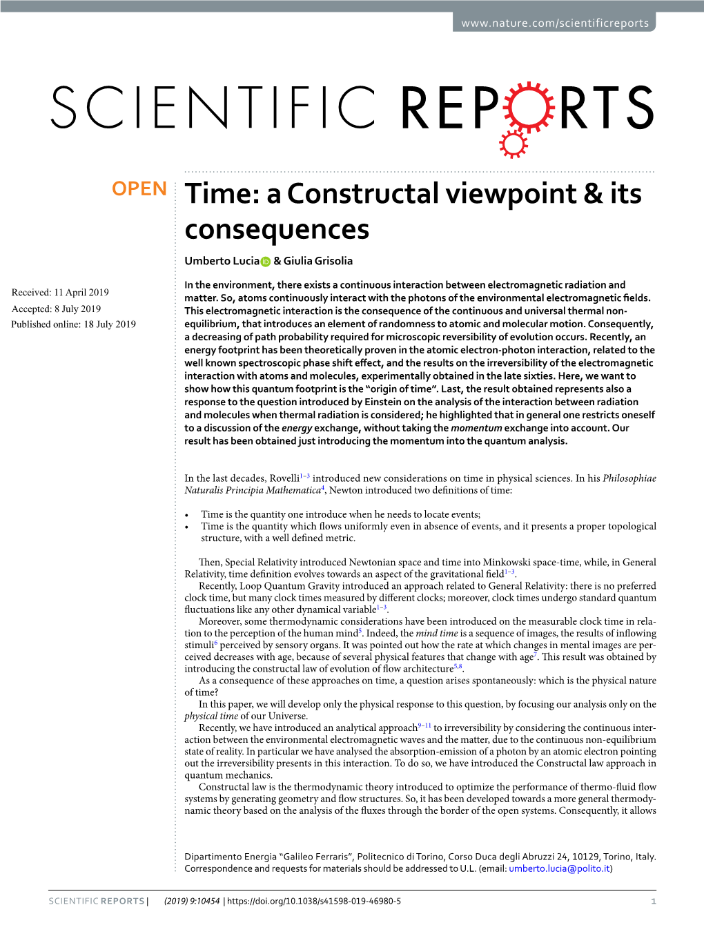 Time: a Constructal Viewpoint & Its Consequences