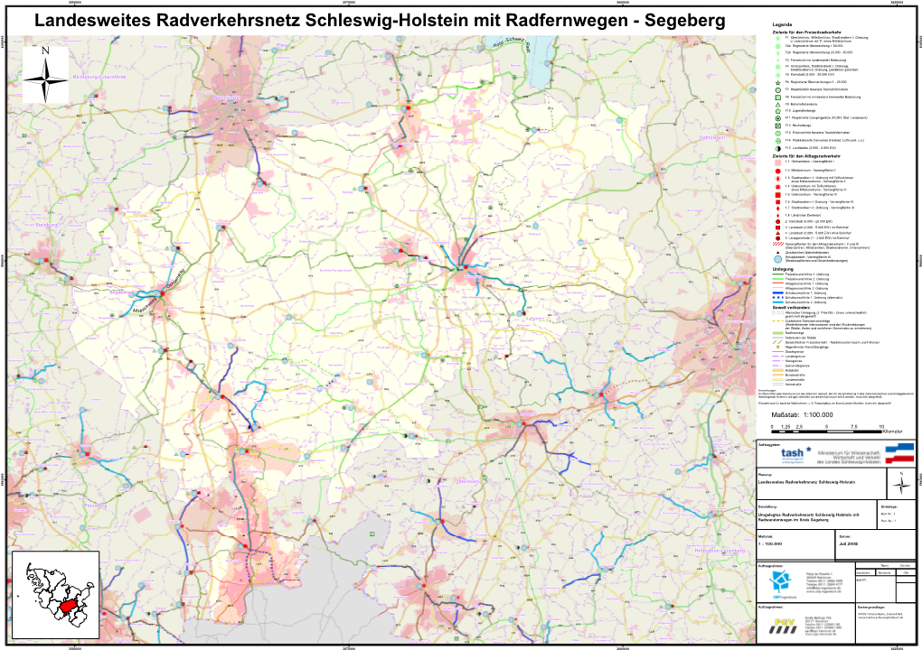 Landesweites Radverkehrsnetz Schleswig-Holstein Mit Radfernwebösdogrf En - Segeberg E K23 Kalübbe Plön B76 G Zielorte Für Den Freizeitradverkehr