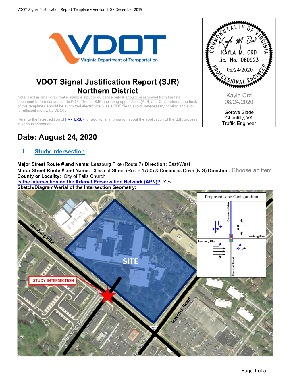 VDOT Signal Justification Report (SJR)