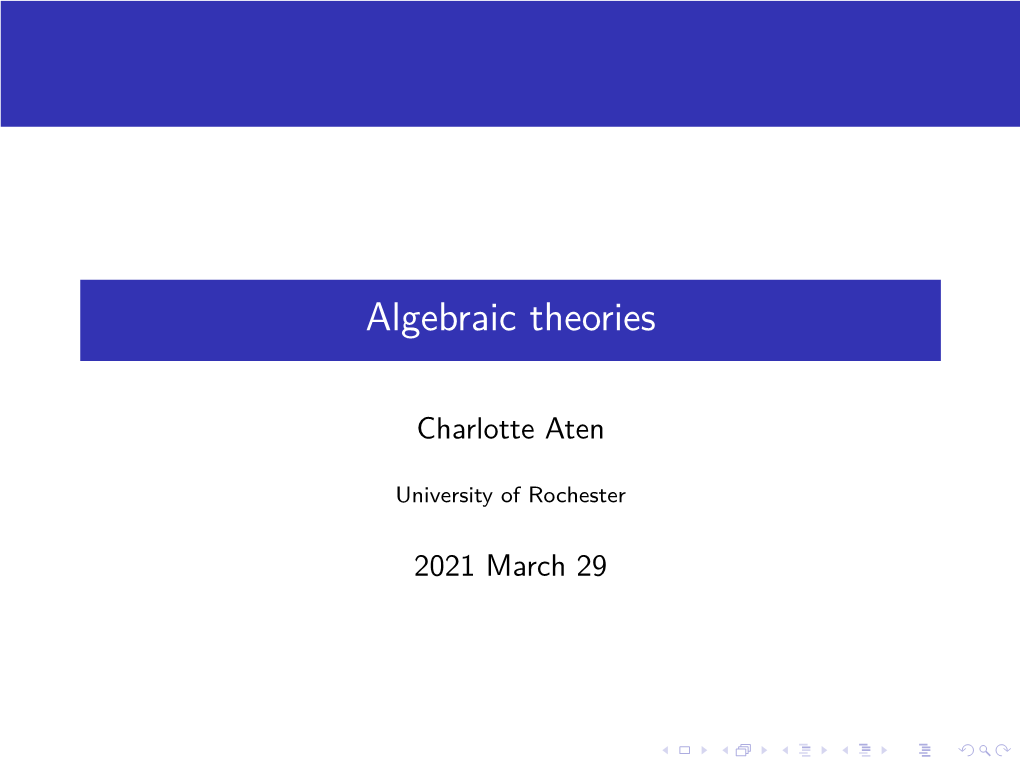 Algebraic Theories