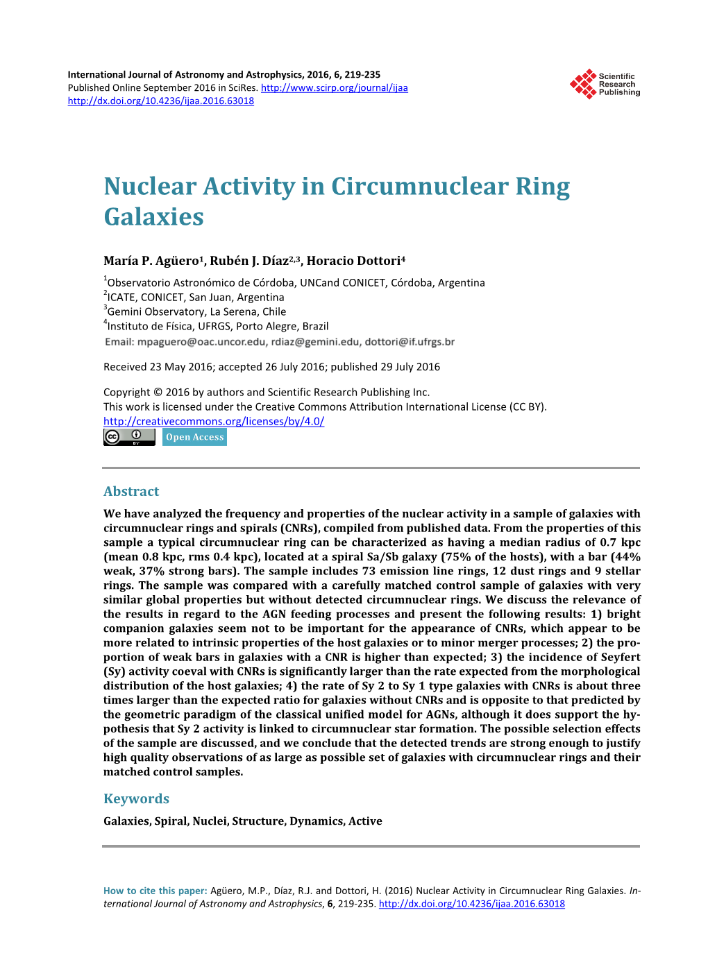 Nuclear Activity in Circumnuclear Ring Galaxies