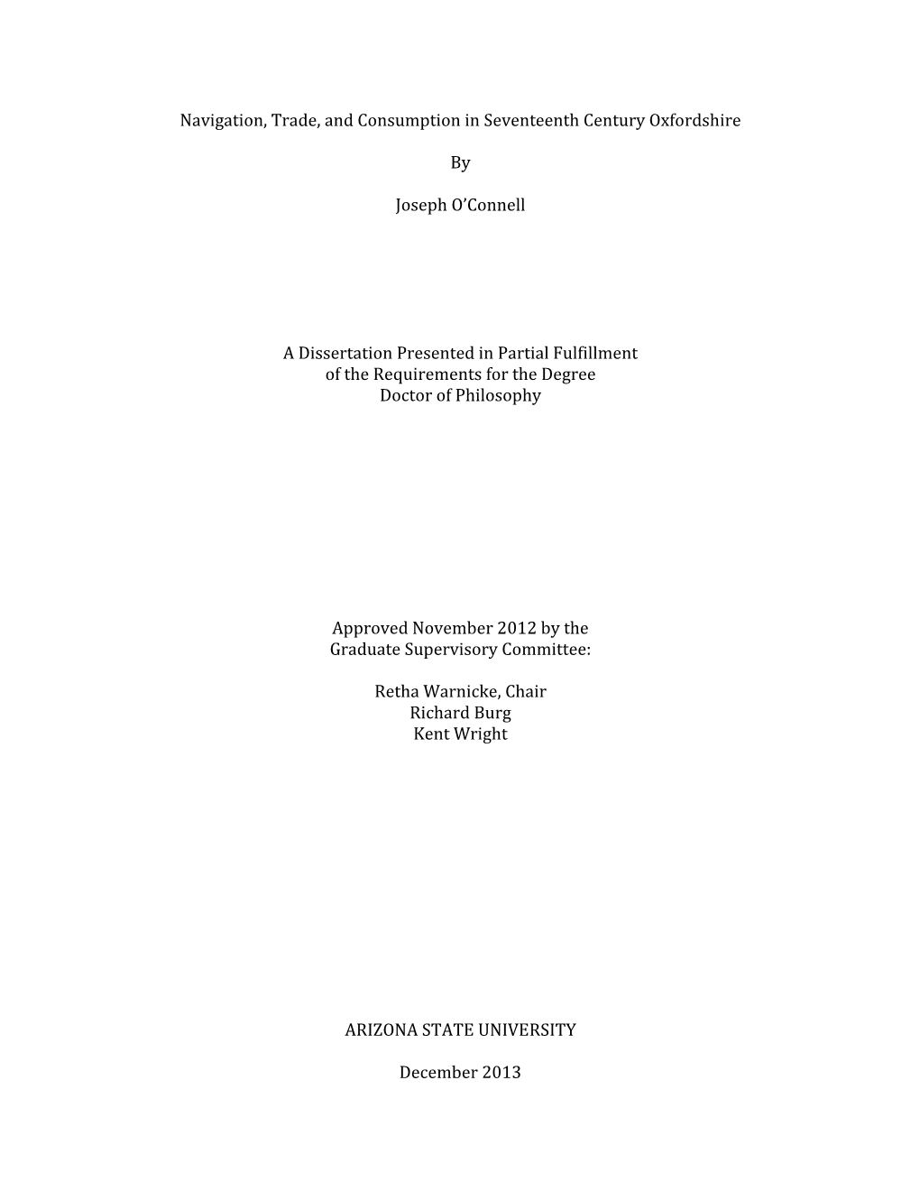 Navigation, Trade, and Consumption in Seventeenth Century Oxfordshire