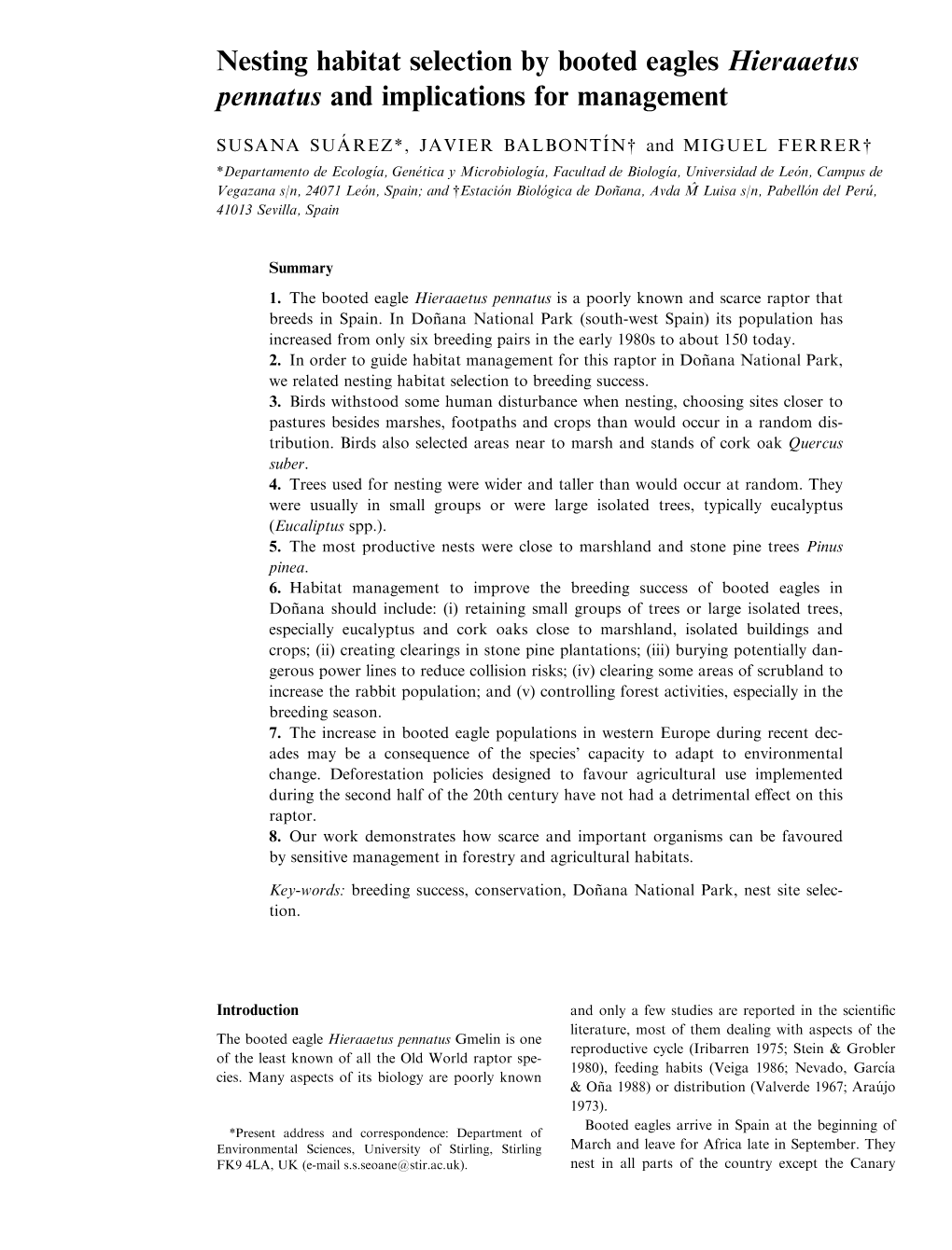 Nesting Habitat Selection by Booted Eagles Hieraaetus Pennatus and Implications for Management