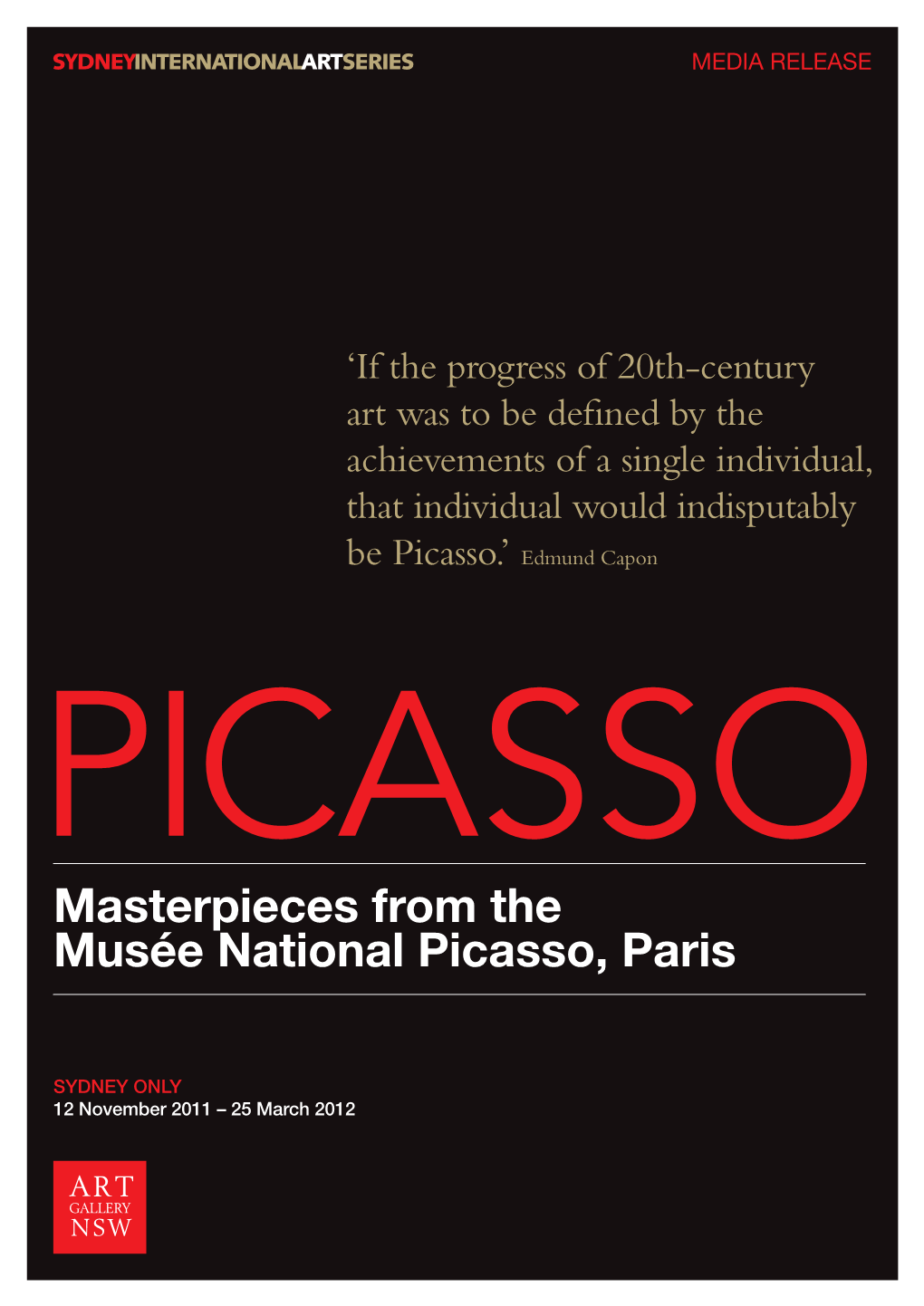 Masterpieces from the Musée National Picasso, Paris