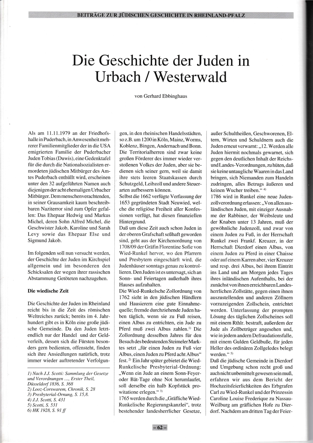 Urbach / Westerwald Die Geschichte Der Juden In