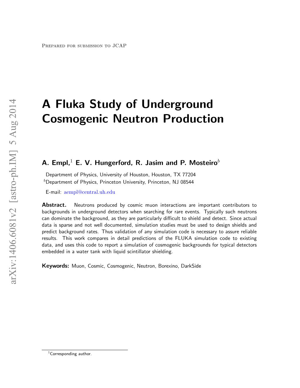 A Fluka Study of Underground Cosmogenic Neutron Production