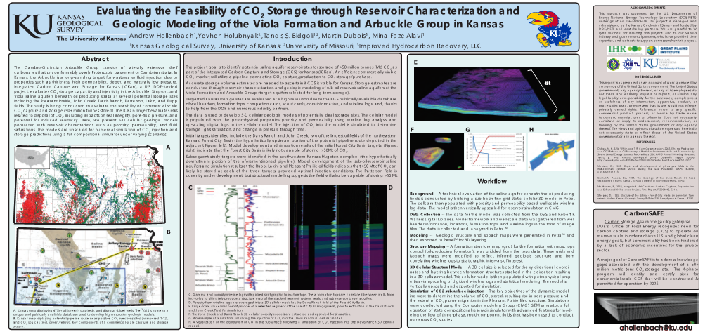 Ahollenbach@Ku.Edu the Southwestern Kansas ‘North Hugoton’ Rupp Simulation Storage Complex I J