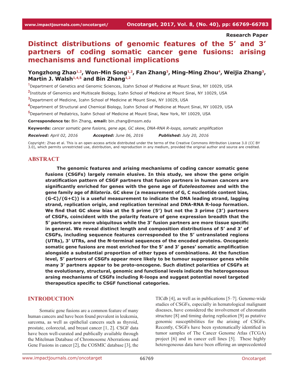 Distinct Distributions of Genomic Features of the 5' and 3' Partners Of