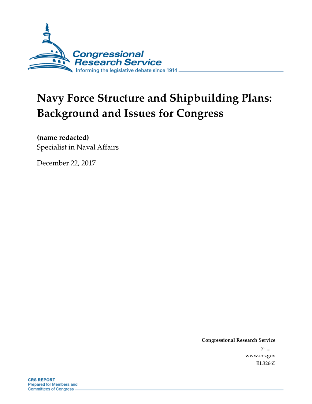 Navy Force Structure and Shipbuilding Plans: Background and Issues for Congress