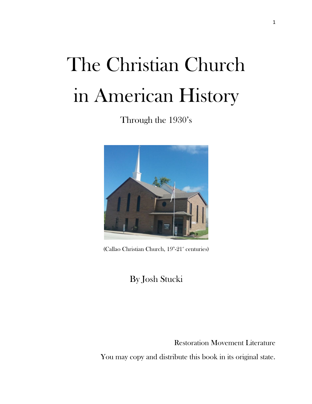 The Christian Church in American History