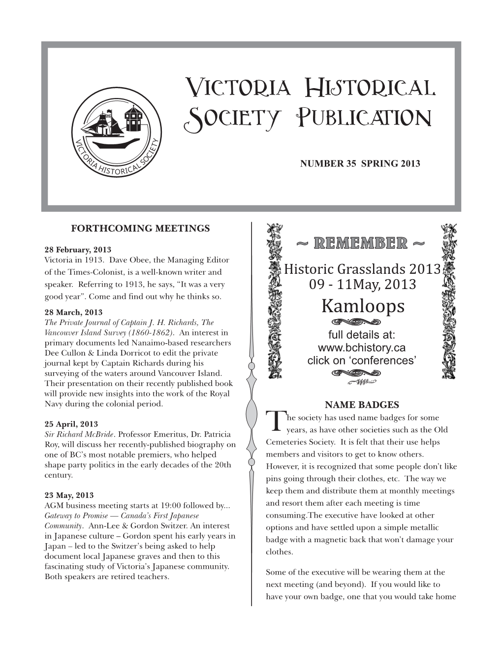 Victoria Historical Society Publication