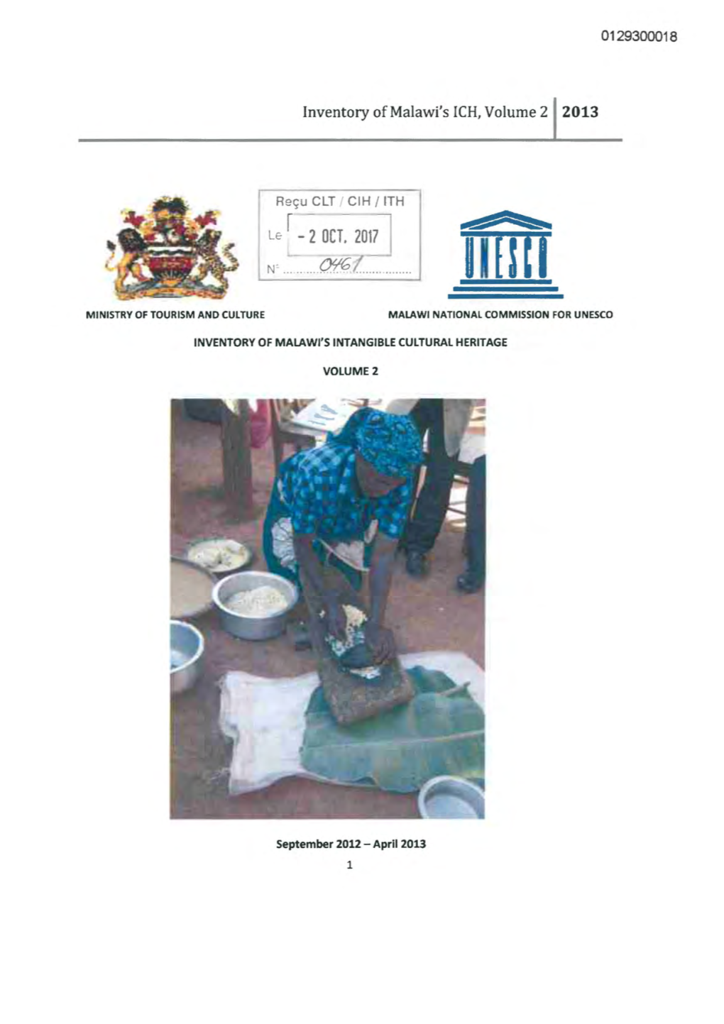0129300018 Inventory of Malawi's ICH, Volume 2 2013