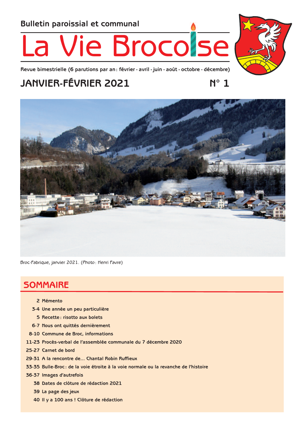 La Vie Brocoise Revue Bimestrielle (6 Parutions Par a N: Février - Avril - Juin - Août - Octobre - Décembre) JANVIER-FÉVRIER 2021 N° 1