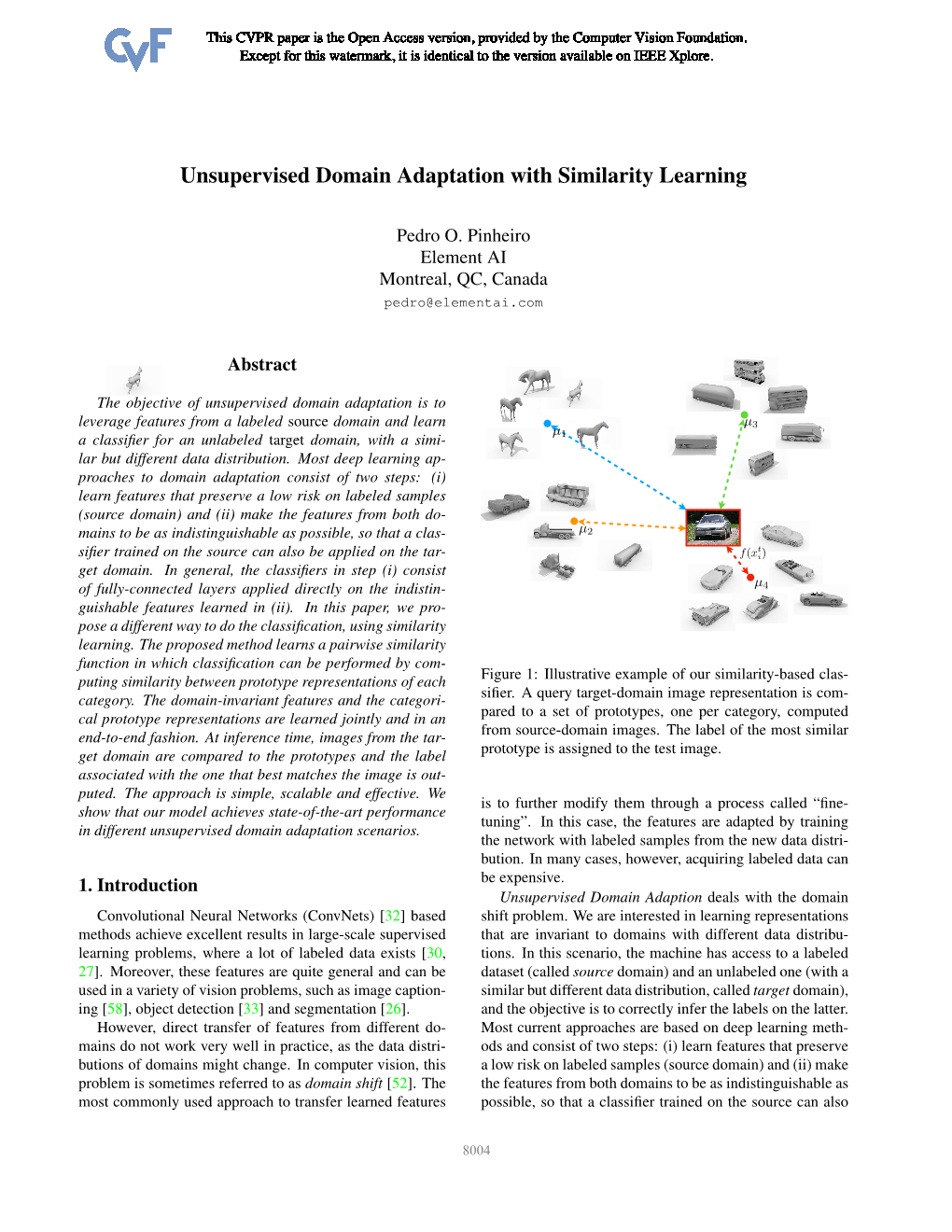 Unsupervised Domain Adaptation with Similarity Learning