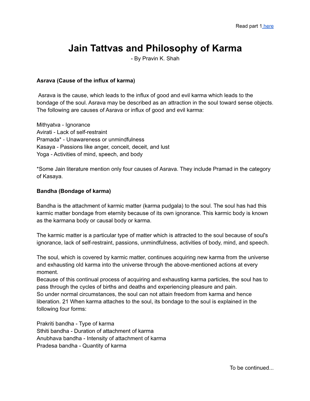 Jain Tattvas and Philosophy of Karma - by Pravin K