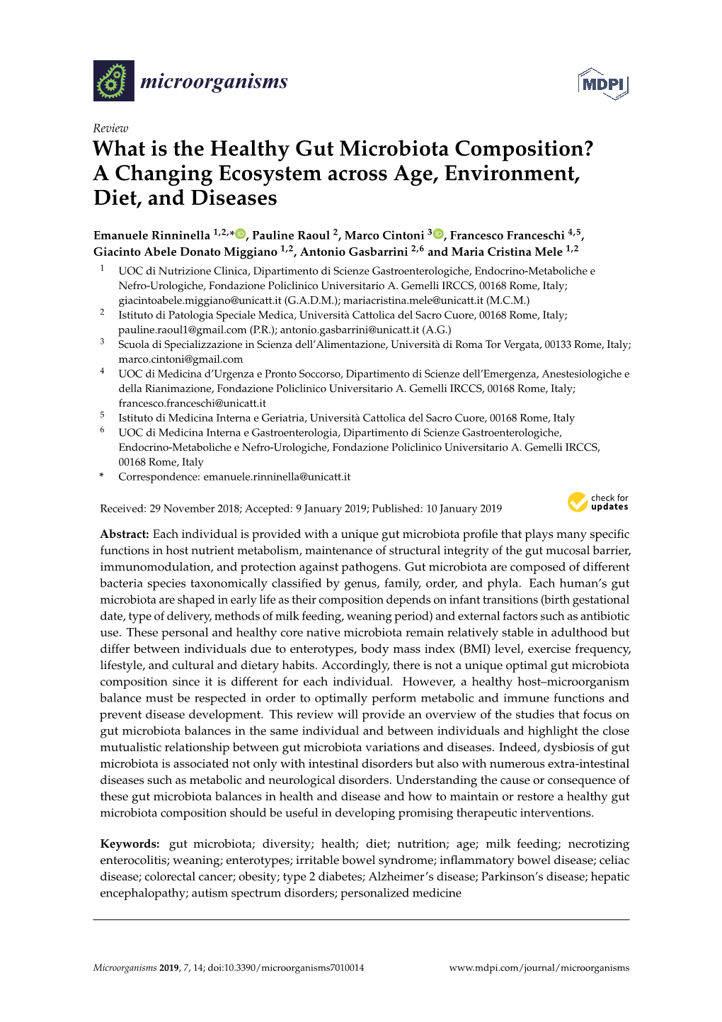 What Is the Healthy Gut Microbiota Composition? a Changing Ecosystem Across Age, Environment, Diet, and Diseases