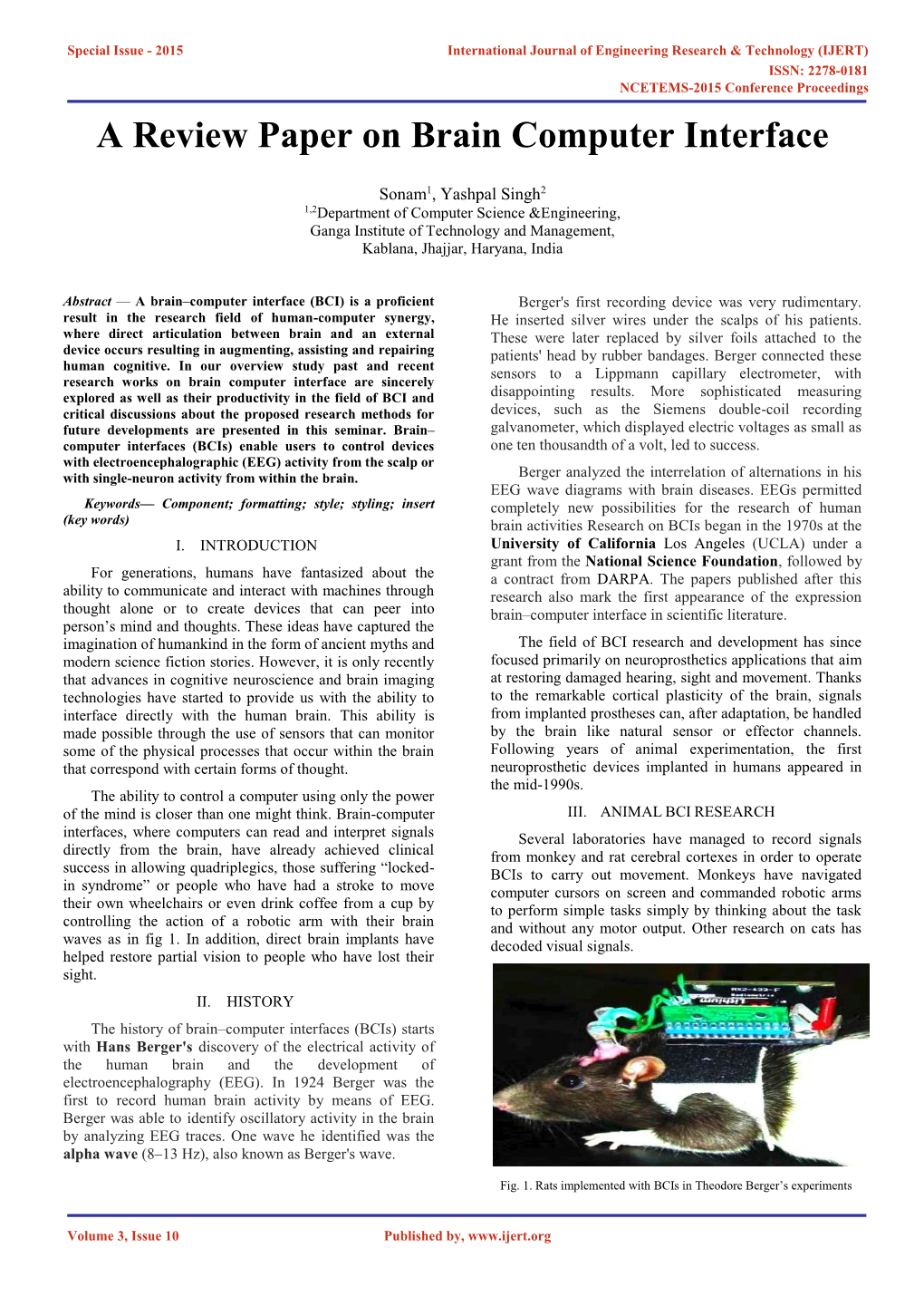 A Review Paper on Brain Computer Interface