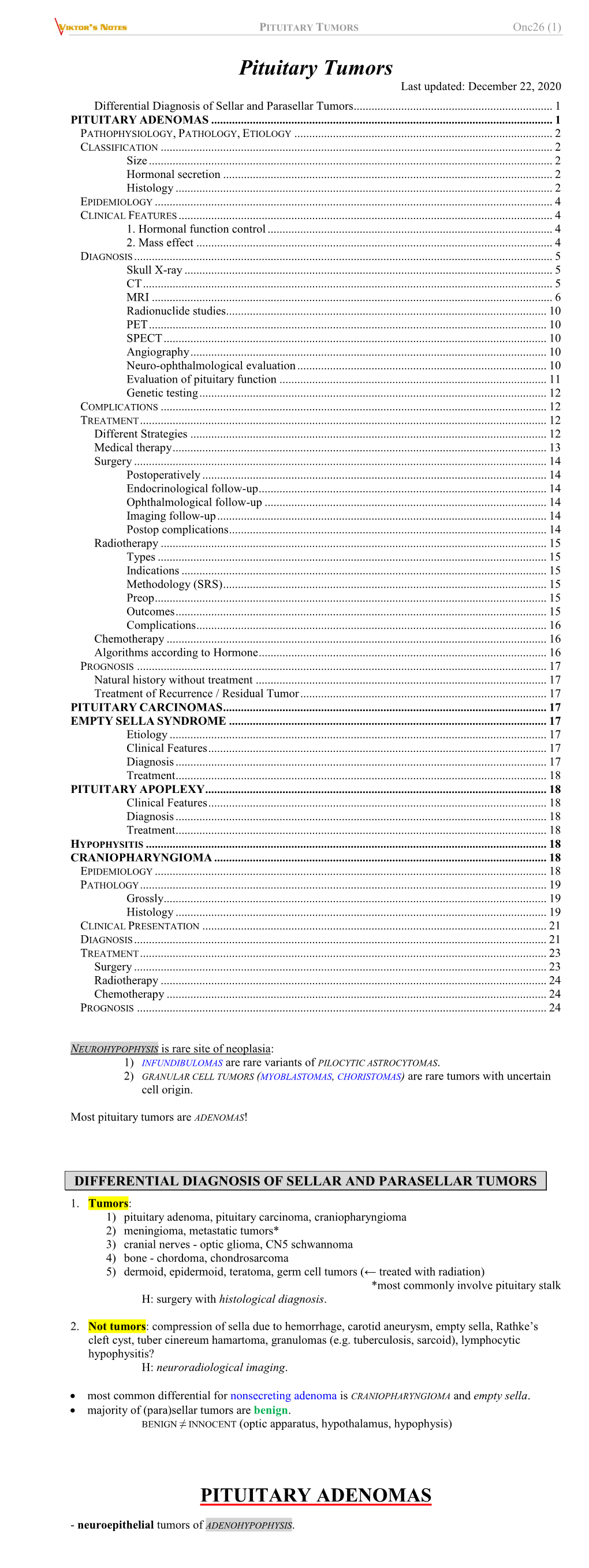 Onc26. Pituitary Tumors, Apoplexy, Empty Sella.Pdf