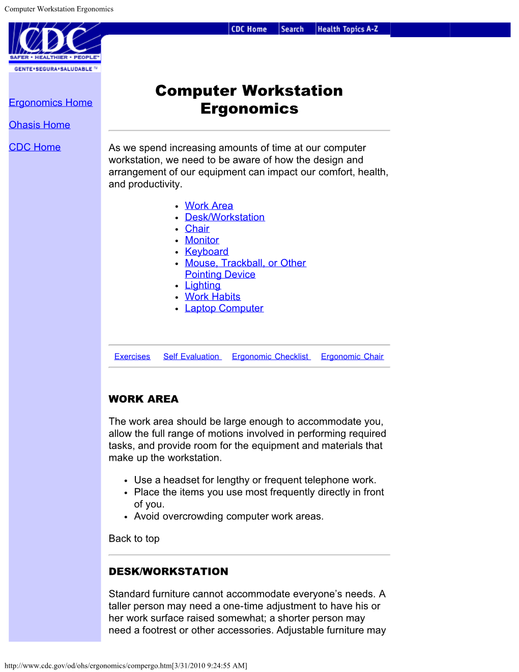 Computer Workstation Ergonomics