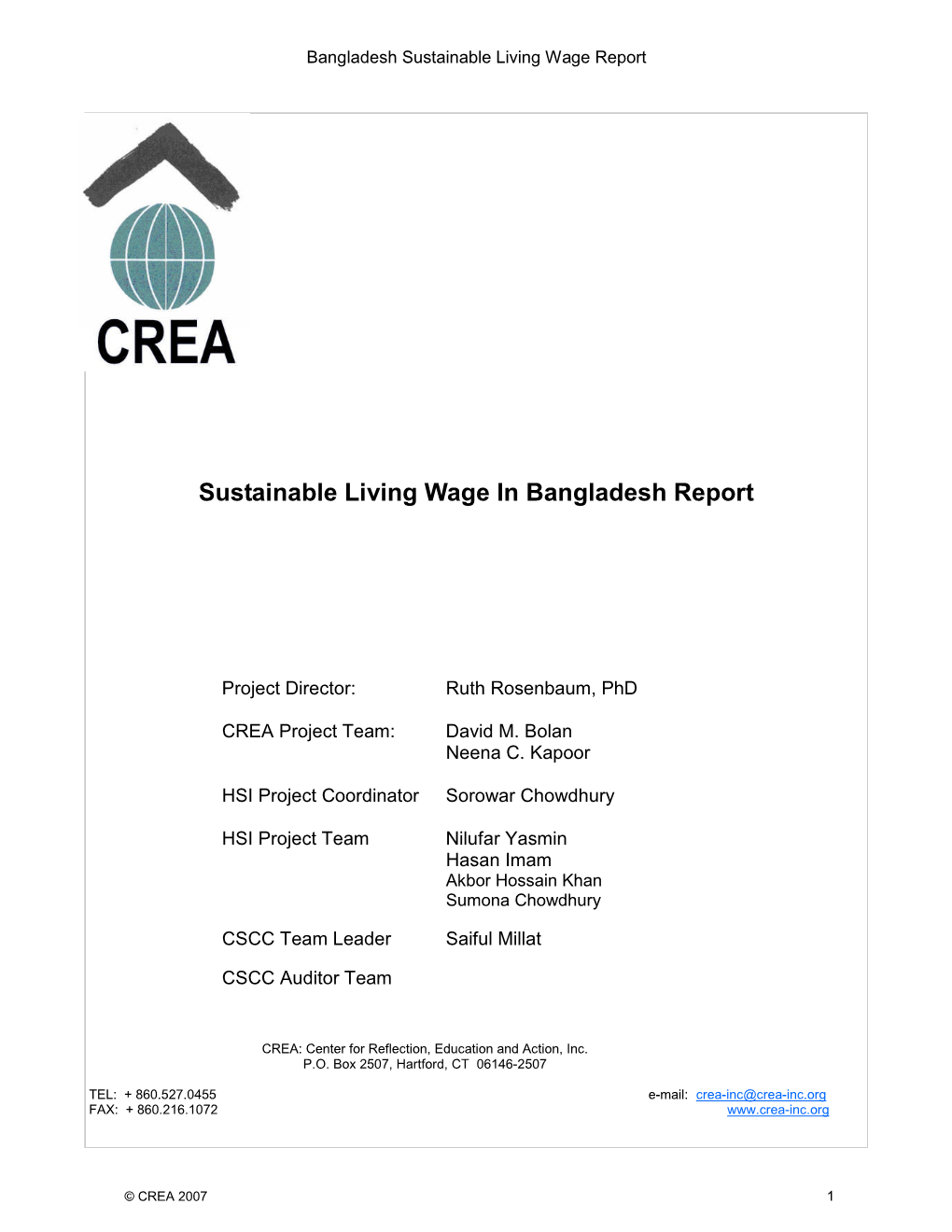 Bangladesh Living Wage Report for Distribution 9.9.07.Pub