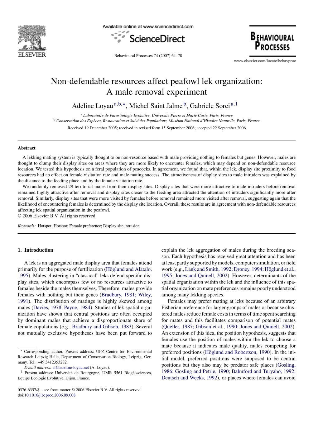 Non-Defendable Resources Affect Peafowl Lek Organization: a Male