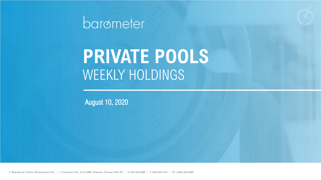 Private Pools Weekly Holdings