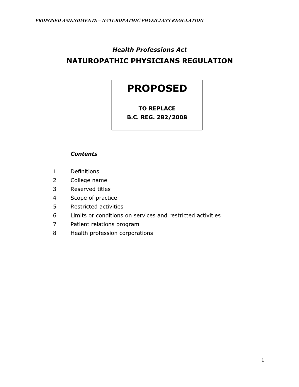 Naturopathic Physicians Regulation