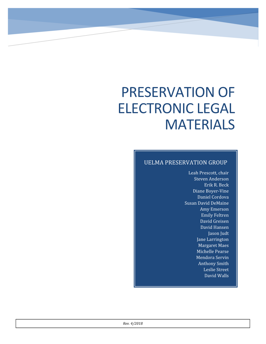 Preservation of Electronic Legal Materials