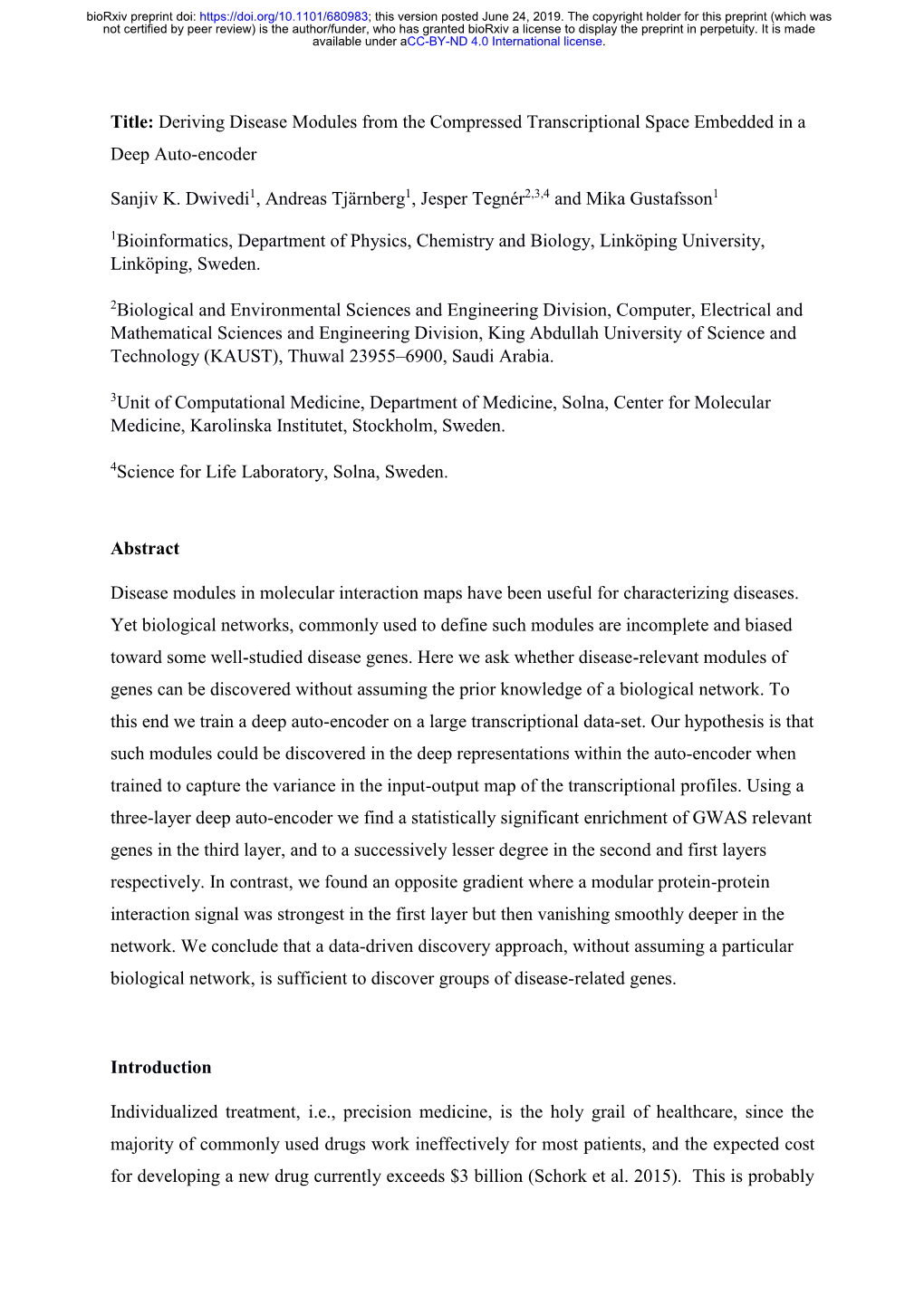 Deriving Disease Modules from the Compressed Transcriptional Space Embedded in a Deep Auto-Encoder