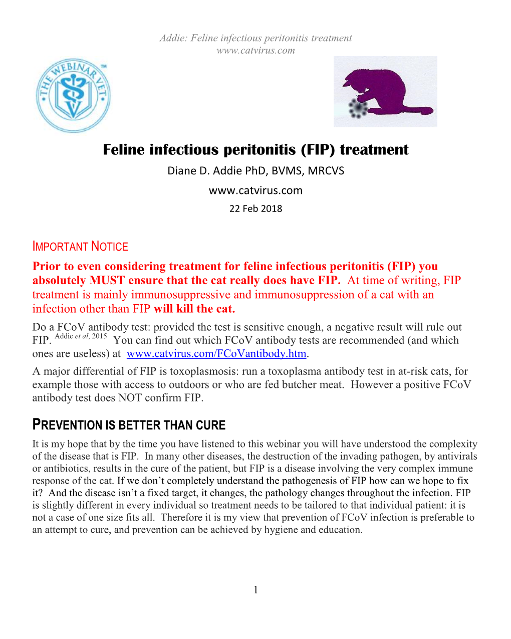 Feline Infectious Peritonitis Treatment