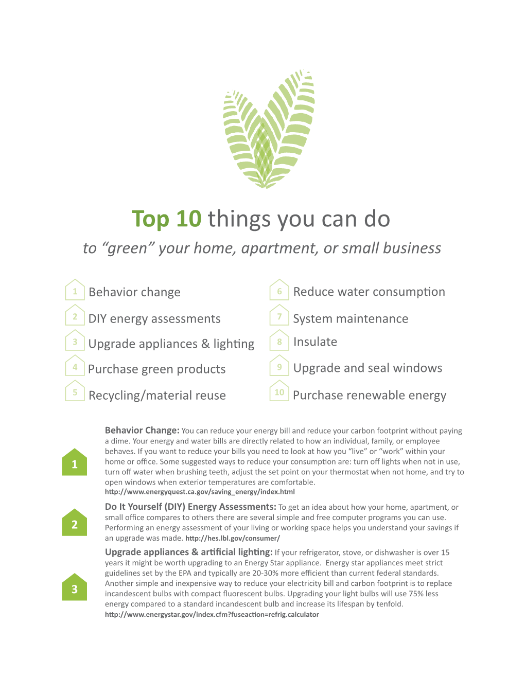 Top Ten Things You Can Do to Green Your Home