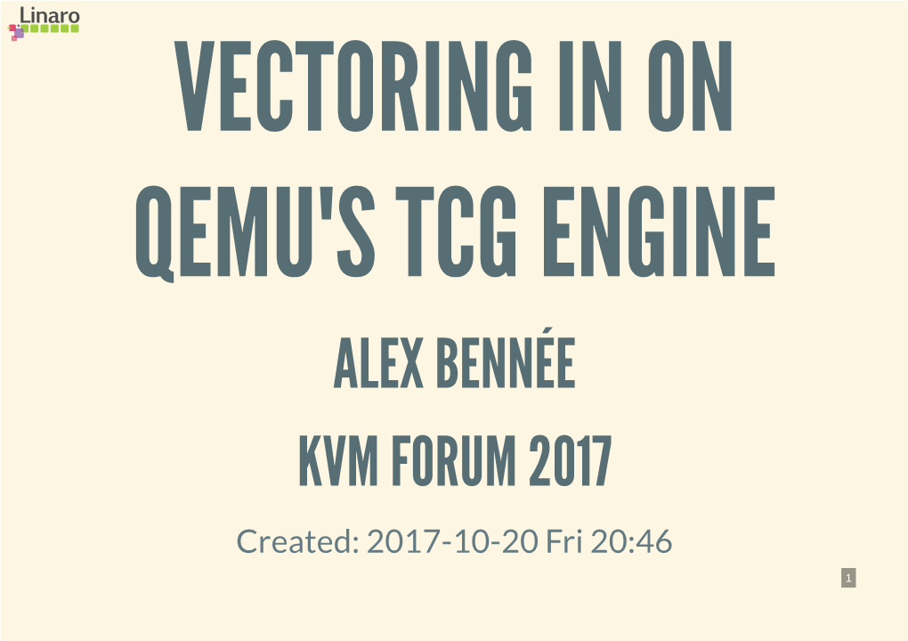 ALEX BENNÉE KVM FORUM 2017 Created: 2017-10-20 Fri 20:46