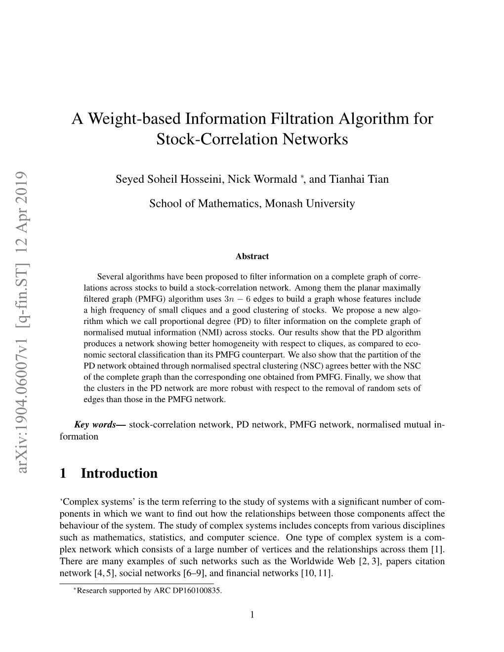 A Weight-Based Information Filtration Algorithm for Stock-Correlation Networks