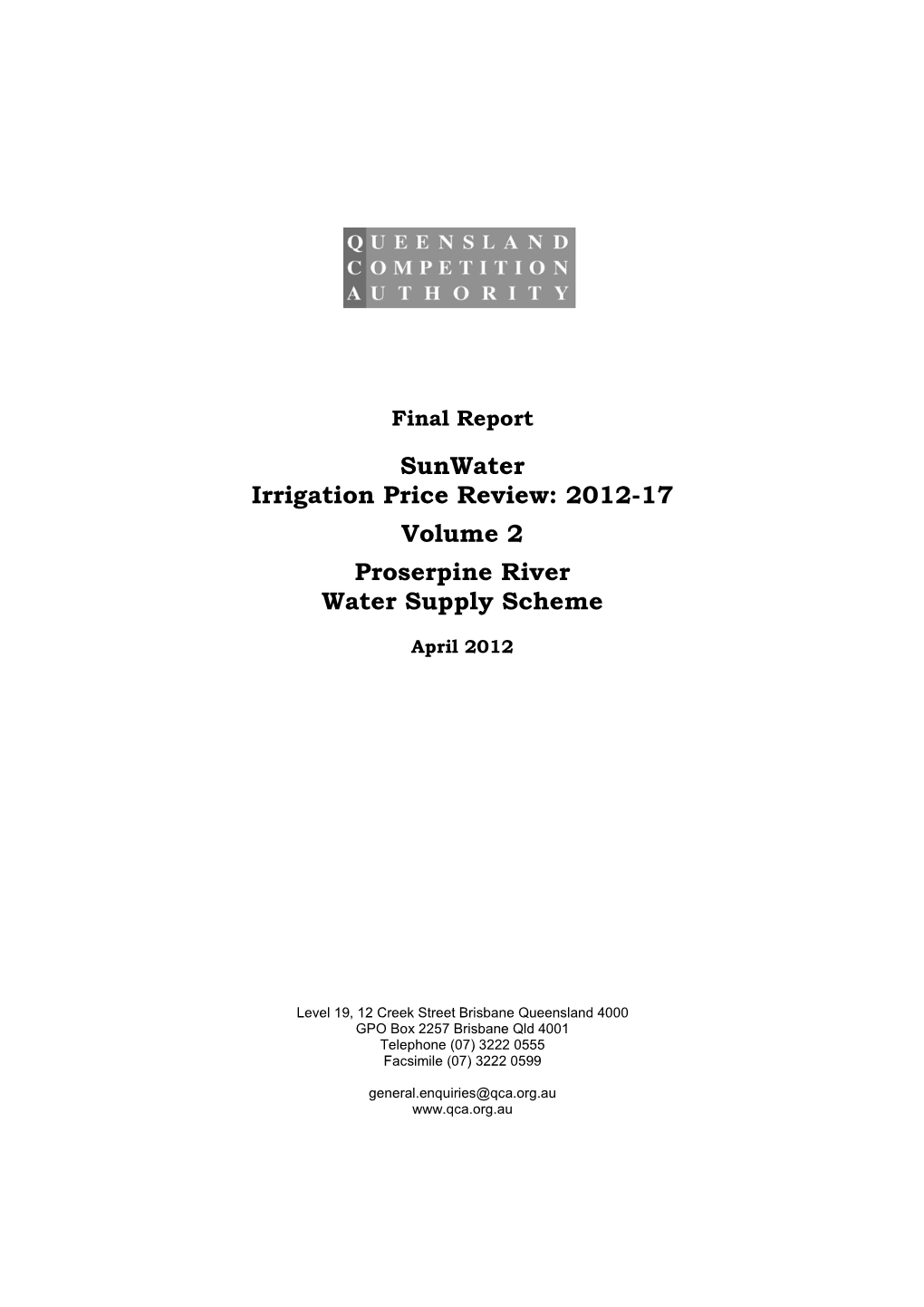 2012-17 Volume 2 Proserpine River Water Supply Scheme