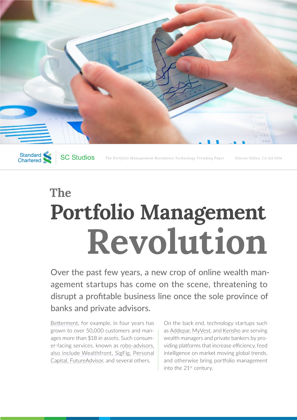 Portfolio Management Revolution Technology Trending Paper Silicon Valley, CA Q4 2014