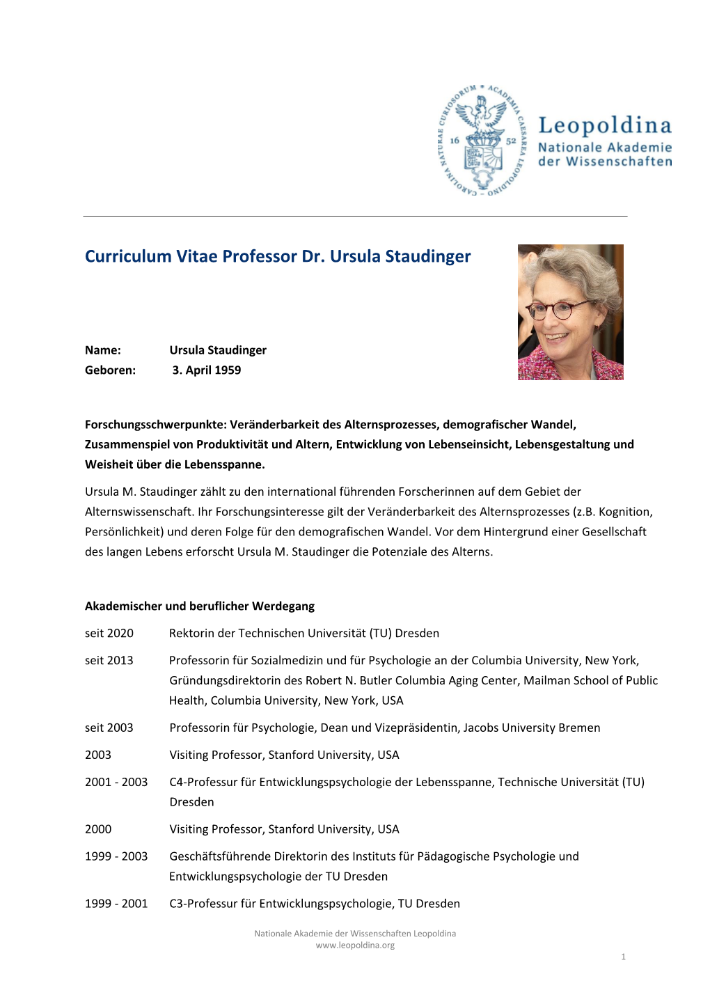 CV Ursula Staudinger