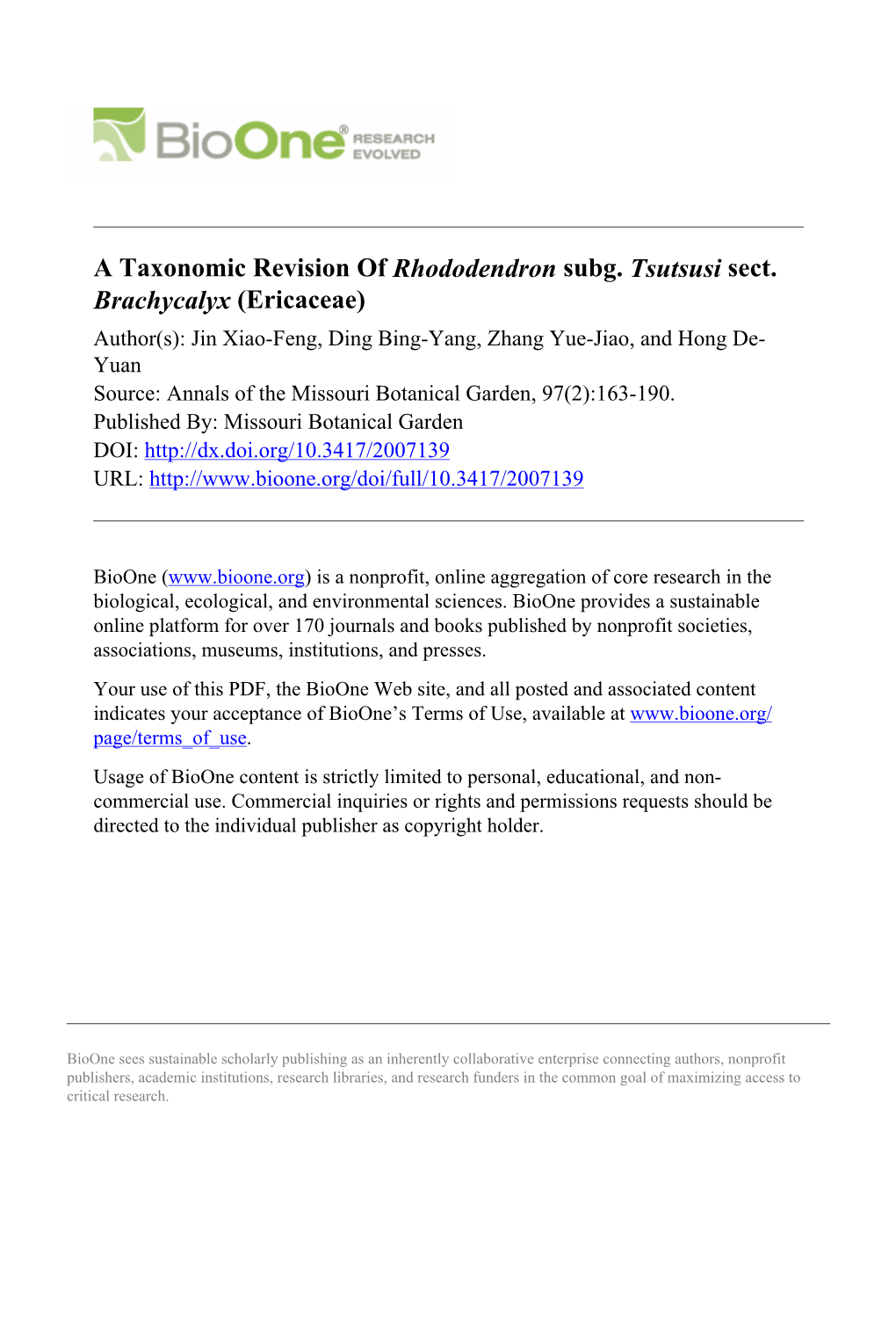 A Taxonomic Revision of Rhododendron Subg. Tsutsusi Sect