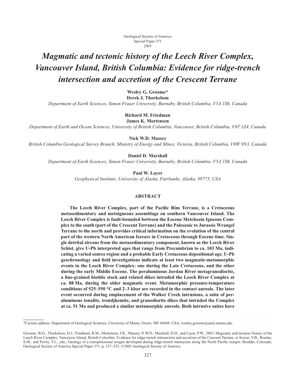 Magmatic and Tectonic History of the Leech