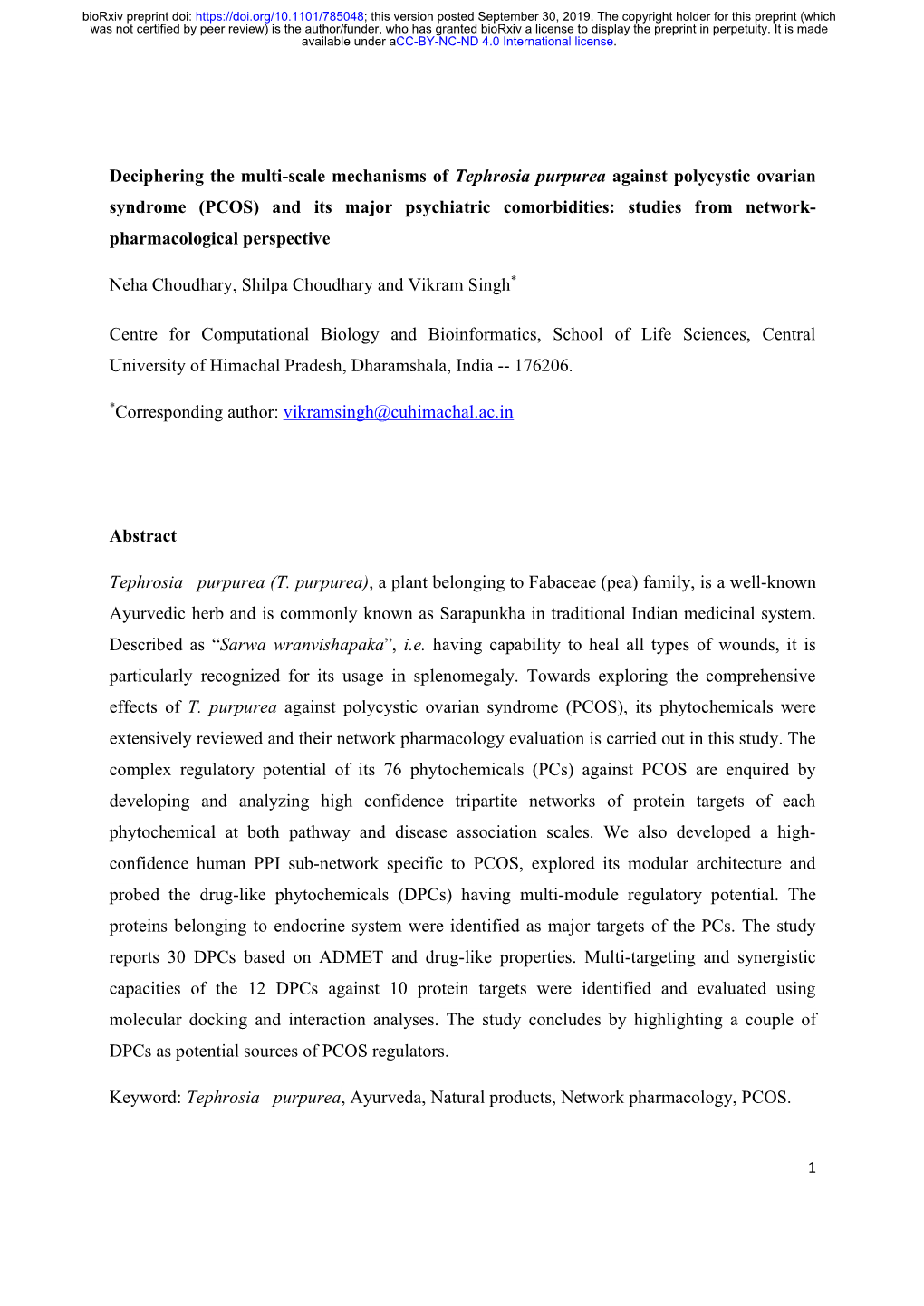 Deciphering the Multi-Scale Mechanisms of Tephrosia Purpurea