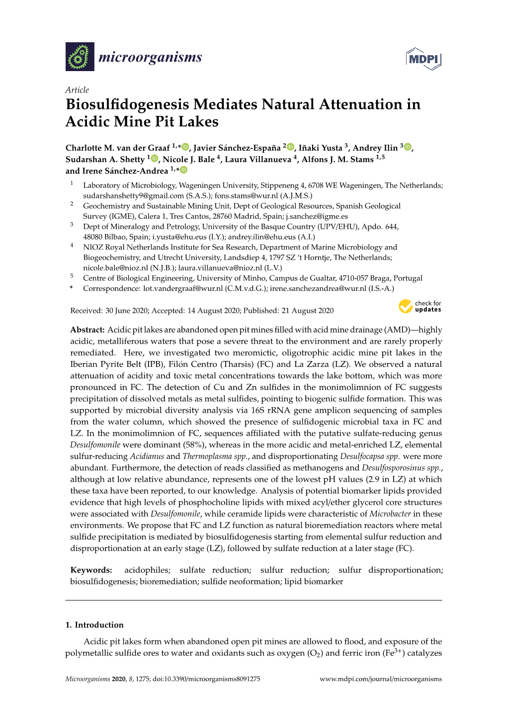 Biosulfidogenesis Mediates Natural Attenuation in Acidic Mine Pit Lakes