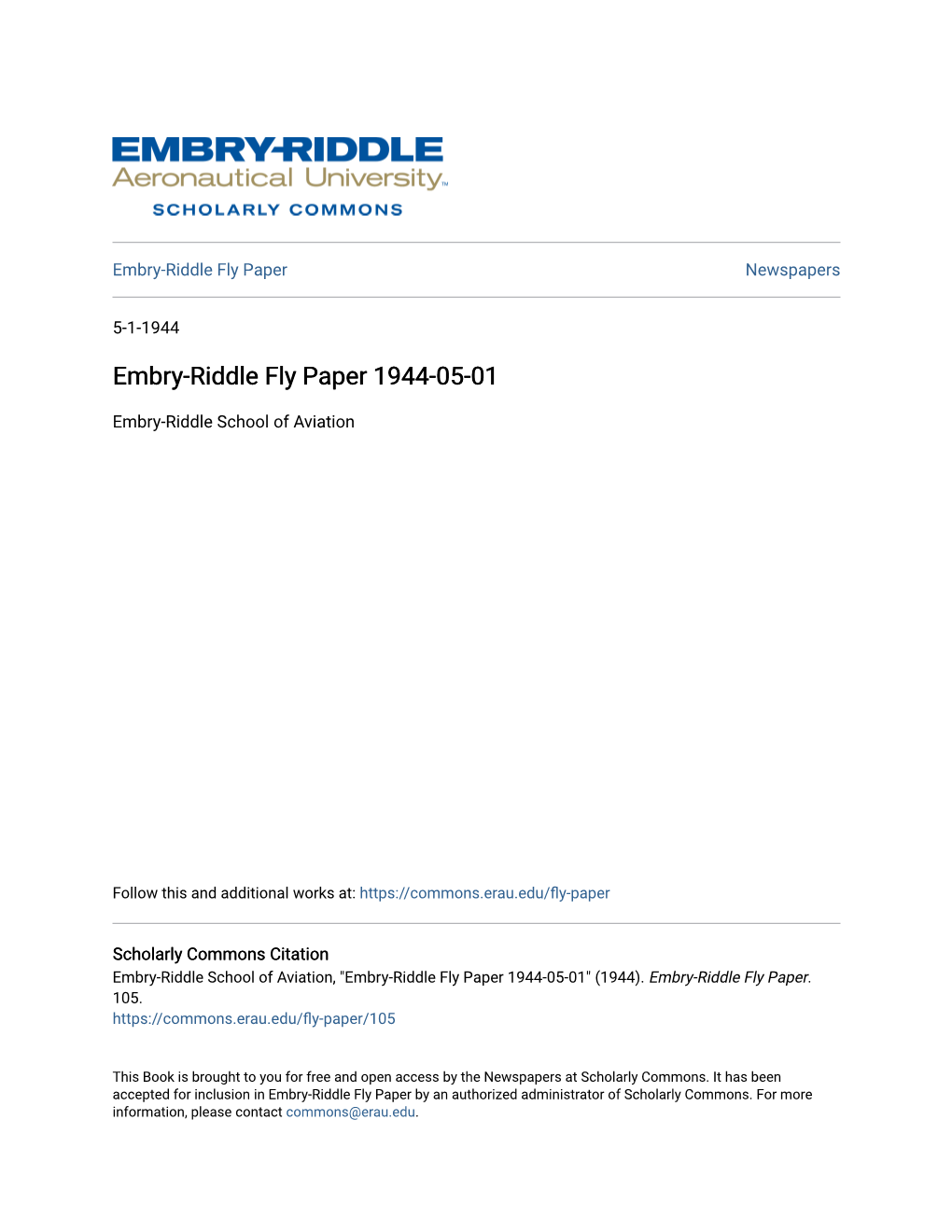 Embry-Riddle Fly Paper 1944-05-01