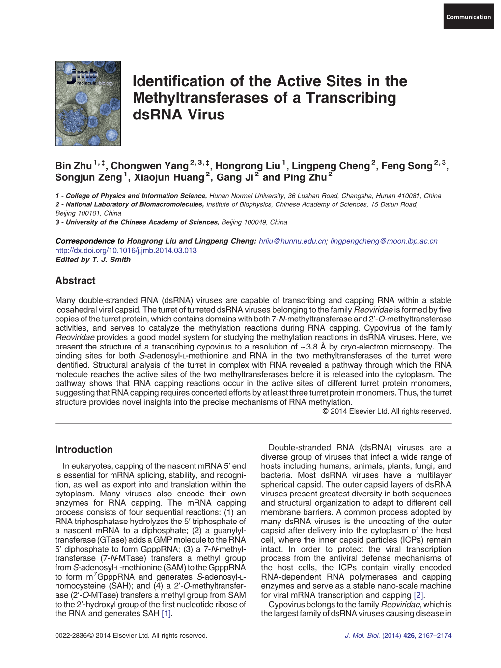 Identification of the Active Sites in the Methyltransferases of a Transcribing Dsrna Virus