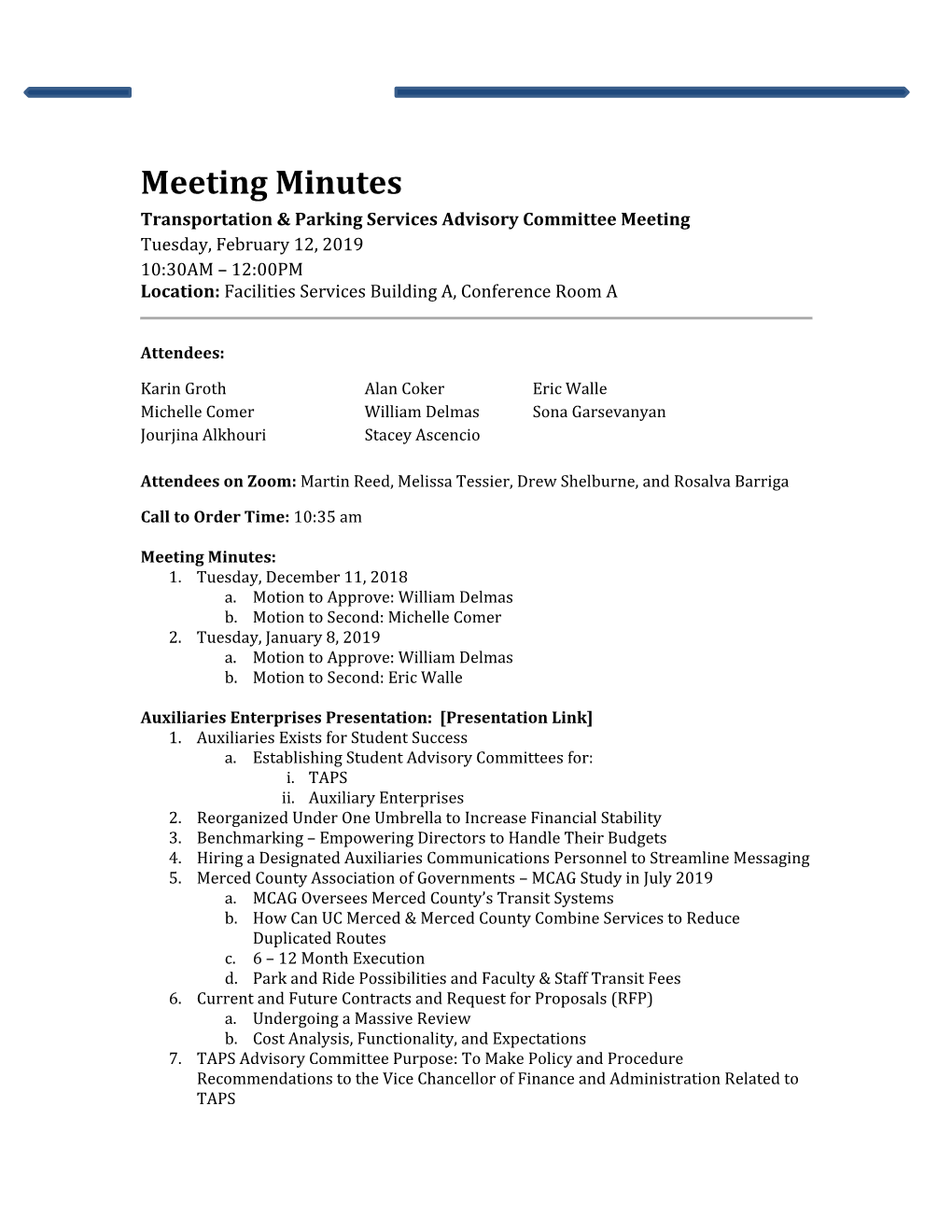 Meeting Minutes